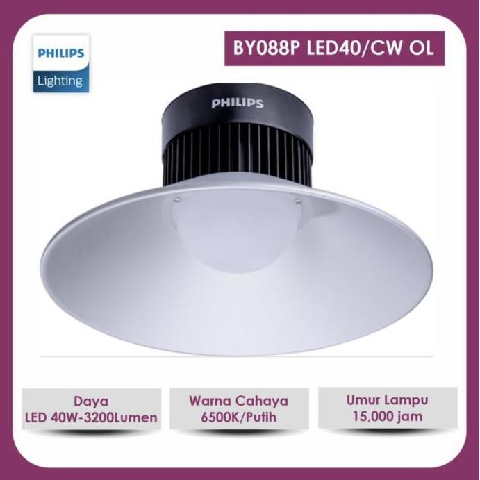 Lampu Gantung Highbay LED Philips BY088P 40W Watt Lampu Gudang Pabrik