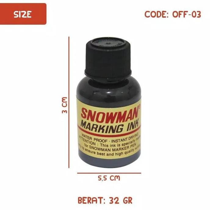 

Isi Tinta Spidol Permanent 1 Box=1Lusin Tinta Snowman Warna Hitam New Stok