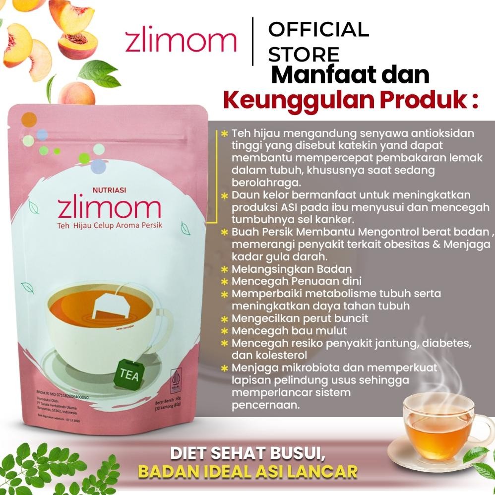 

Heatshrin Zlimom Teh Hijau Celup Aroma Persik 30 Kantong Teh Opsimom Ae-24