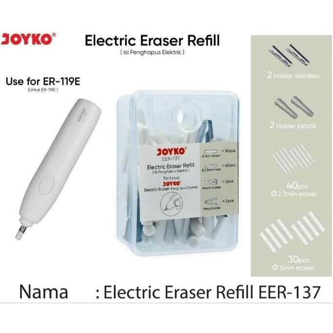 

Joyko Er119E Electric Eraser Eer137 Refill With Fan Penghapus Elektrik Dengan Baterai New Stok