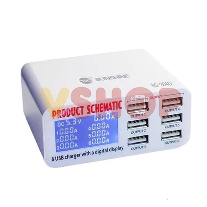 Usb Adaptor Charger Sunshine Ss-304D 6 Port Smart Charger Multi Usb