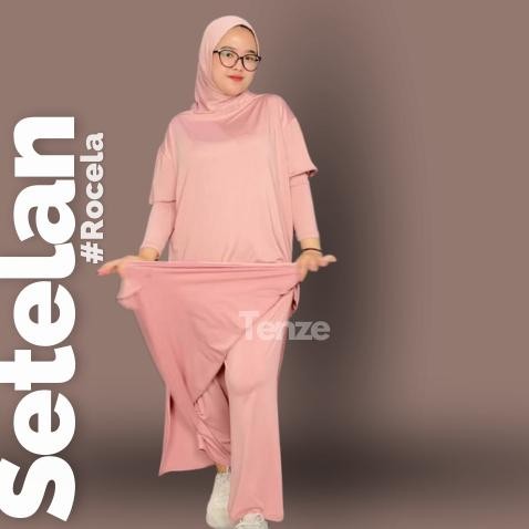 Setelan Rocela Set Olahraga Rok Celana Kulot Blouse Jilbab Sporty