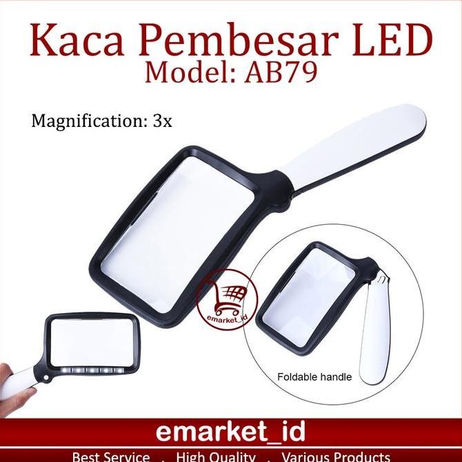 

Kaca Pembesar Led Ab79 / Lampu Lup Lensa Magnifier Handheld / Membaca New Stok