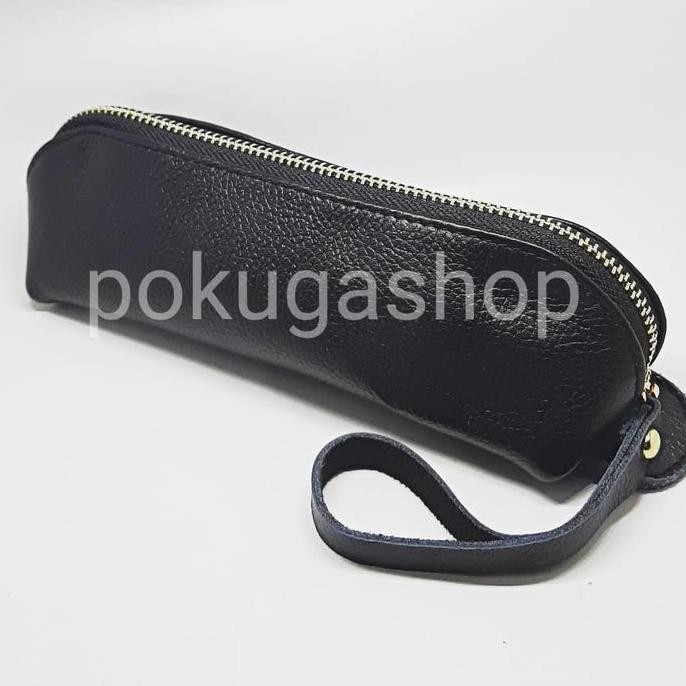 

Leather Pencil Case-Dompet Pensil Pulpen Kulit Sapi Asli Hitam New Stok