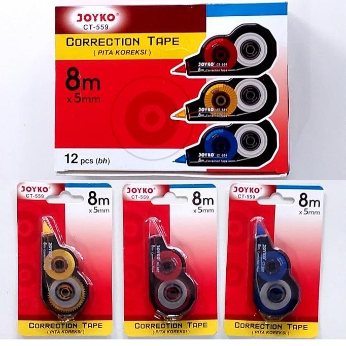 

Tip Ex / Correction Tape Kertas Joyko Ct559 8 Meter / Lsn ( 12 Pcs ) New Stok
