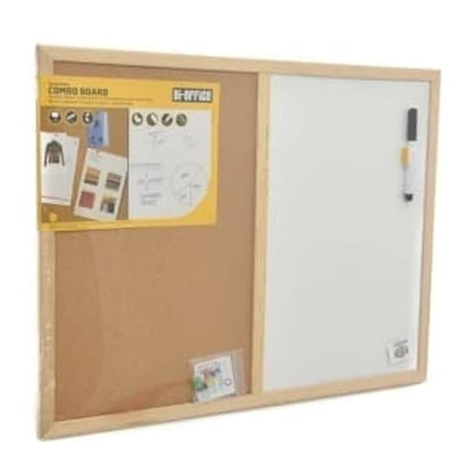 

Combo Pin Cork Board / Whiteboard Papan Tempel Tulis 2In1 90X60Cm New Stok