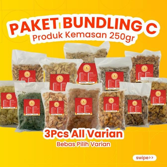 

PROMOO!! PAKET BUNDLING C (3 PCS PRODUK 250GR) KERIPIK KACA,BASRENG,SIOMAY,MAKARONI,KERUPUK SEBLAK,COMRING (BISA MIX!)