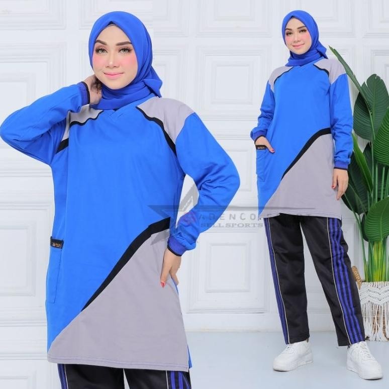 Setelan Kaos Olahraga Senam Tunik Muslimah / Setelan Baju Senam Muslimah