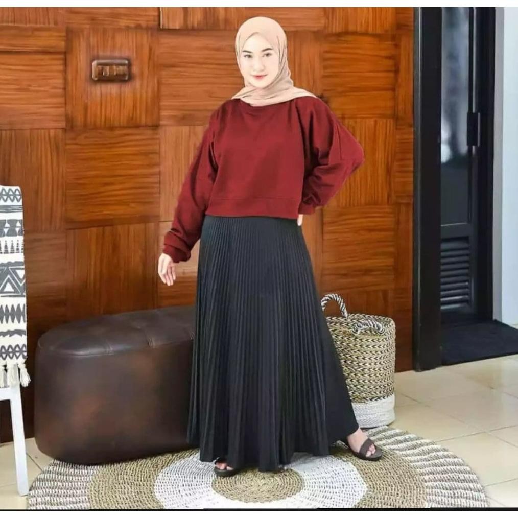 Sweater Korea Oversize Crop Basic Jumbo Xxl (Ld 120Cm)