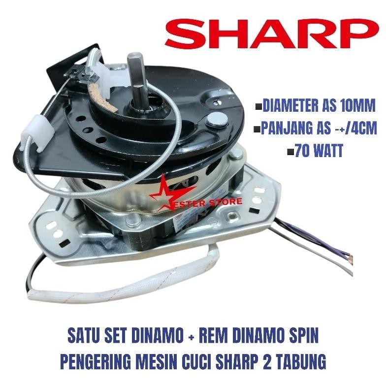 Satu set Dinamo spin+ rem dinamo spin pengering mesin cuci Sharp 2 tabung sudah berikut tali rem DiM