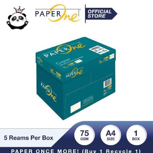 

/ Kertas Hvs A4 75 Gr Paper One ( 1 Box Isi 5 Rim ) Stationery