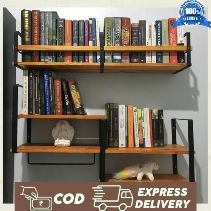 Sale Rak Susun Buku Besi Kayu Rak Dinding Gantung Rak Dinding Ambalan