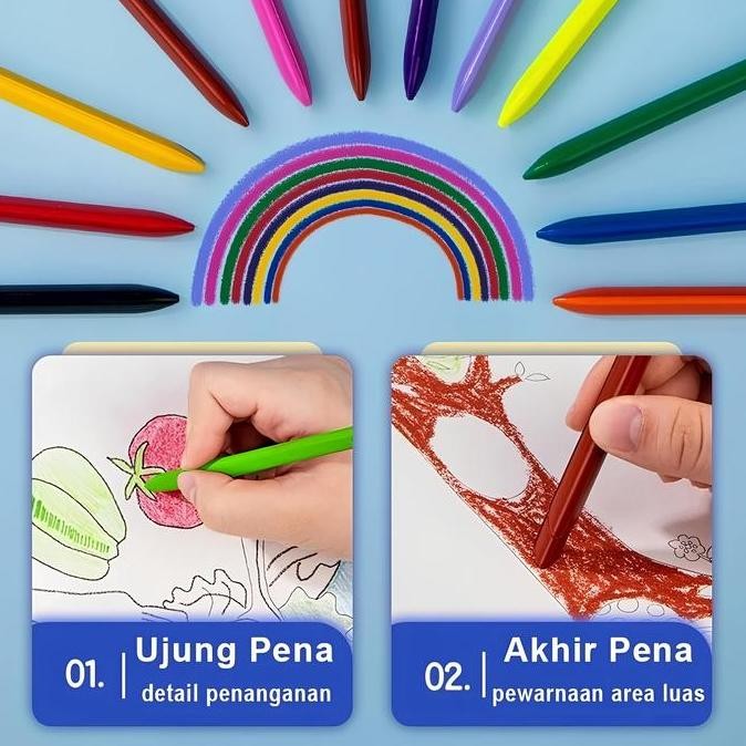 

24 Warna Crayon plastik anti air non toxic aman untuk anak magic crayon lab