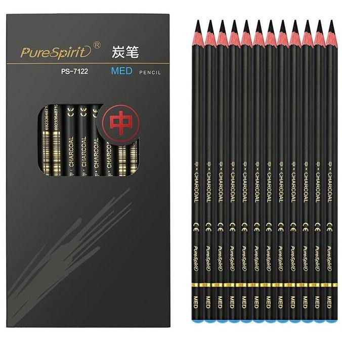 

Triple W 12 PCS Charcoal Pencil Art Paint Pensil Arang Gambar Sketsa Hitam Kayu