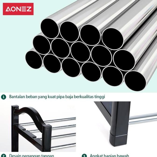 AONEZ 4 LAYERS MINIMALIS RAK SEPATU BESI BERTINGKAT RAK SUSUN SEPATU