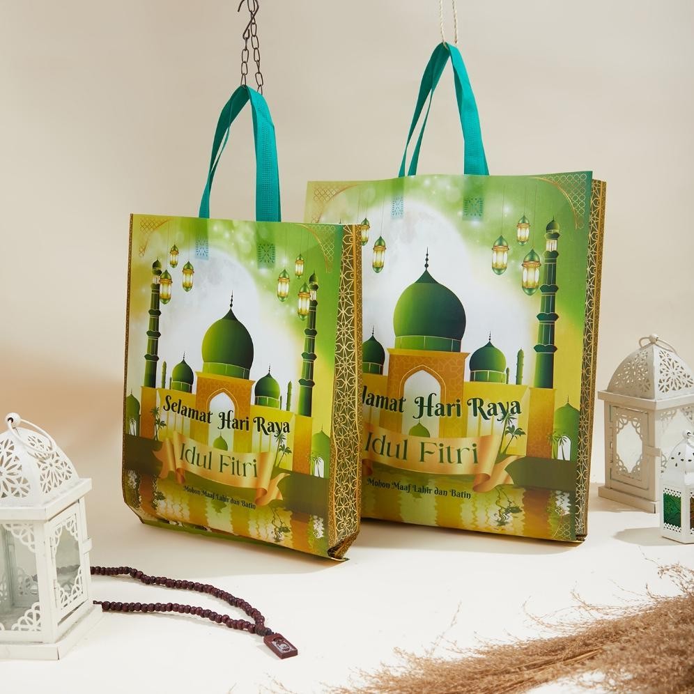 

ad-77 Oy58 (Isi 12PCS) GOODIE BAG LAMINASI LEBARAN TAS HAMPERS IDUL FITRI SPUNBOND FULL COLOUR/ Tas Sembako Hemat Original