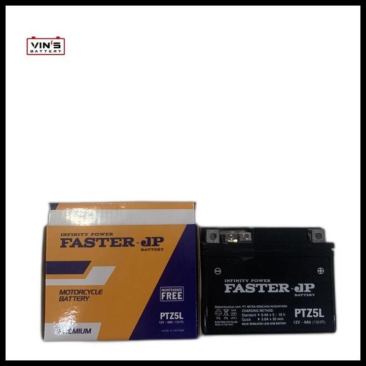 TERBARU AKI MOTOR FASTER PTZ5L 12V 4 AH UNTUK BEAT/VARIO110/REVO/VIXION 