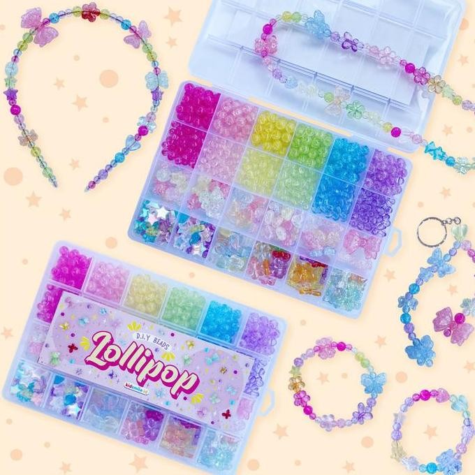 Promo / Terlaris DIY Beads Anak Kidsmile Set Manik Manik Meronce Gelang Kalung Pernak Pernik Manik D