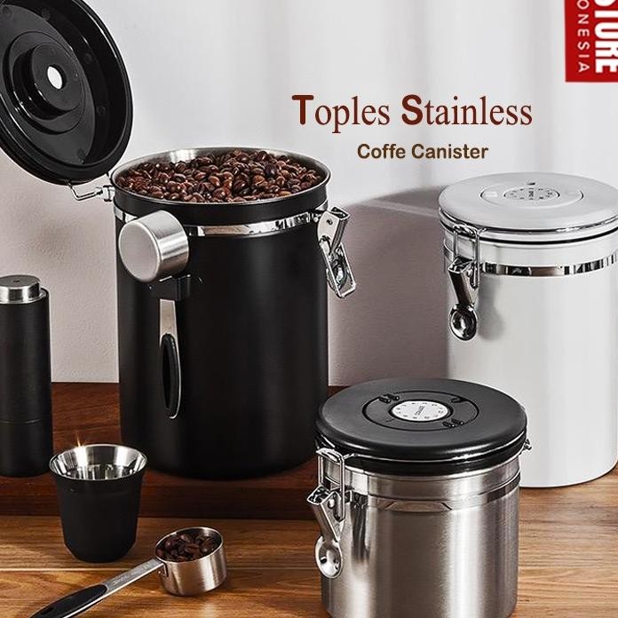 Toples Aesthetic Set Toples Kopi Gula Teh Coffe Canister Storage Tempat Bumbu Dapur Toples Kedap Uda