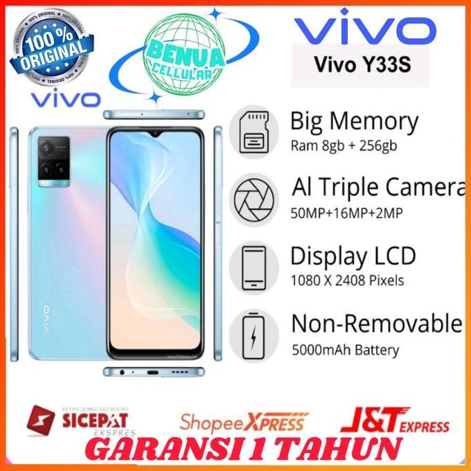 diskon hp vivo y33s ram 8/128gb 8/256gb kamera 50mp baterai 5000mah resmi