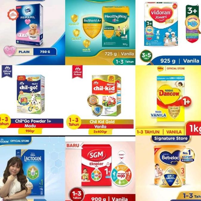 

TERMURAH SUSU FORMULA ANAK 0-6/6-12/1+/3+/5+ SGM DANCOW LACTOGROW VIDORAN MADU VANILA COKLAT