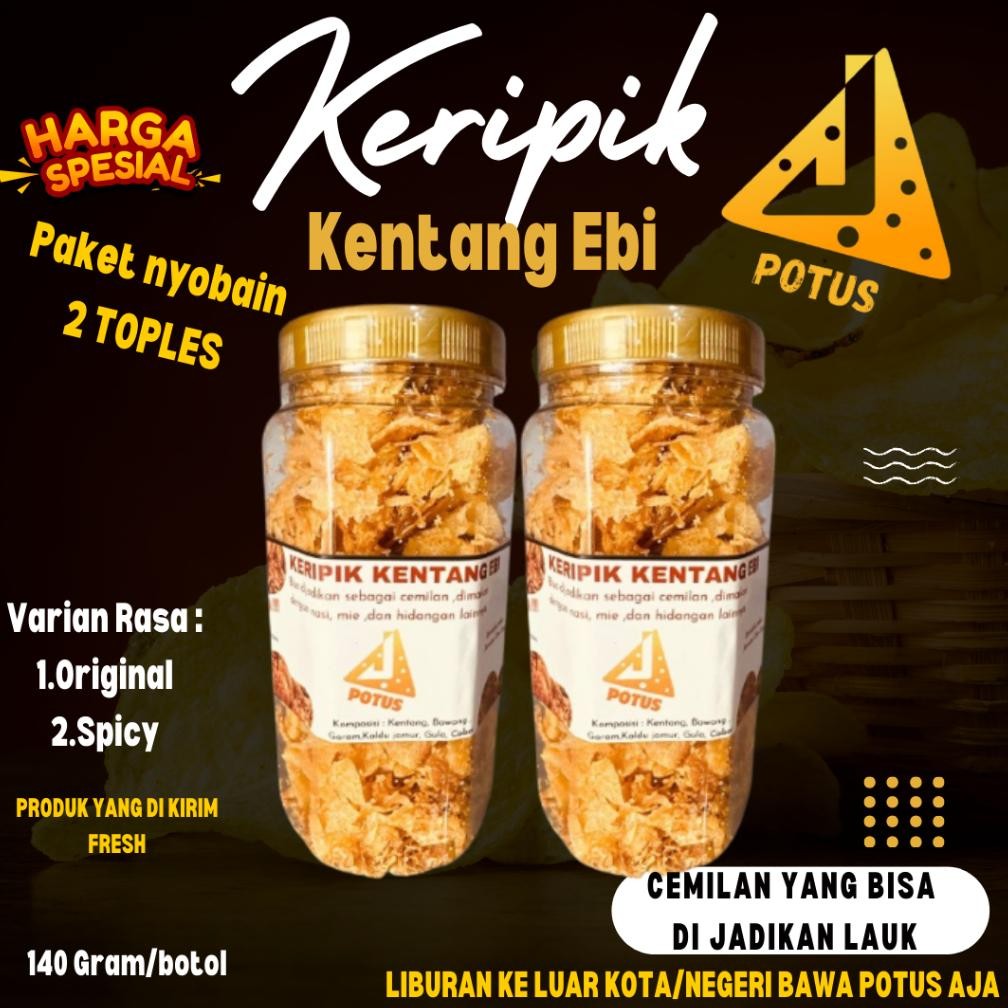 

Promo Paket Hemat Keripik Kentang Ebi 2 Toples