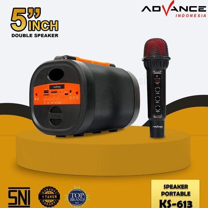 BARU ADVANCE KS-613 SPEAKER BLUETOOTH PORTABLE - MIC WIRELESS KARAOKE, RECHARGEABLE, GARANSI RESMI