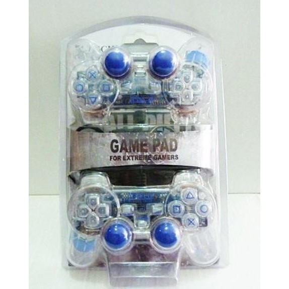 TERBARU STIK PS/PC GAMEPAD DOUBLE JOYSTICK TRANSPARAN LAMPU USB UNTUK PC & LAPTOP
