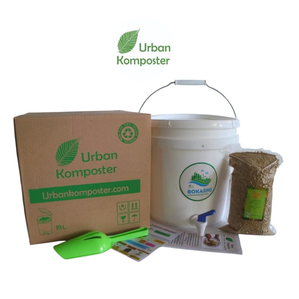DISKON BULAN INI Urban Komposter Kit 10 Liter Putih | Anaerob Composter (Hampa Udara) | Bokashi Comp