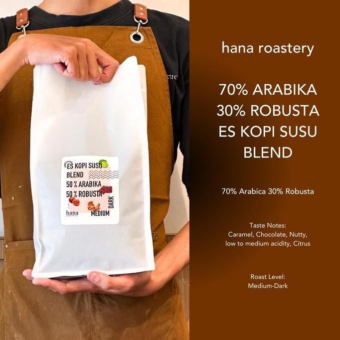 

BLEND ES KOPI SUSU - 70/30 Arabika Robusta - 200 gram - Biji Espresso Roast - Hana Roastery
