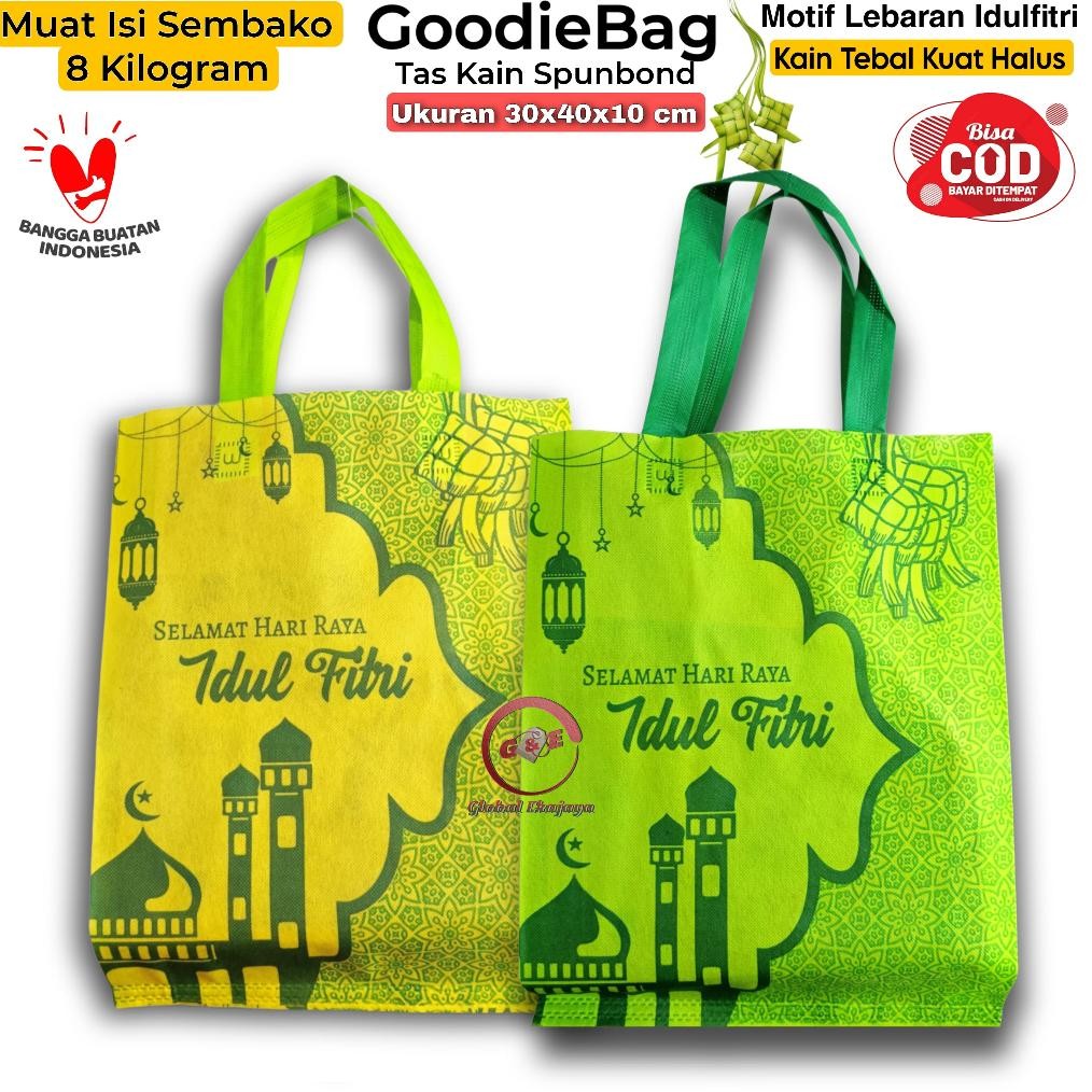 

GA24 ul-64 Isi 12 Pcs Tas Kain Lebaran Idul Fitri Ukuran 30x40x10 Goodiebag Kantong Totebag Hampers Parcel THR Termurah Murah