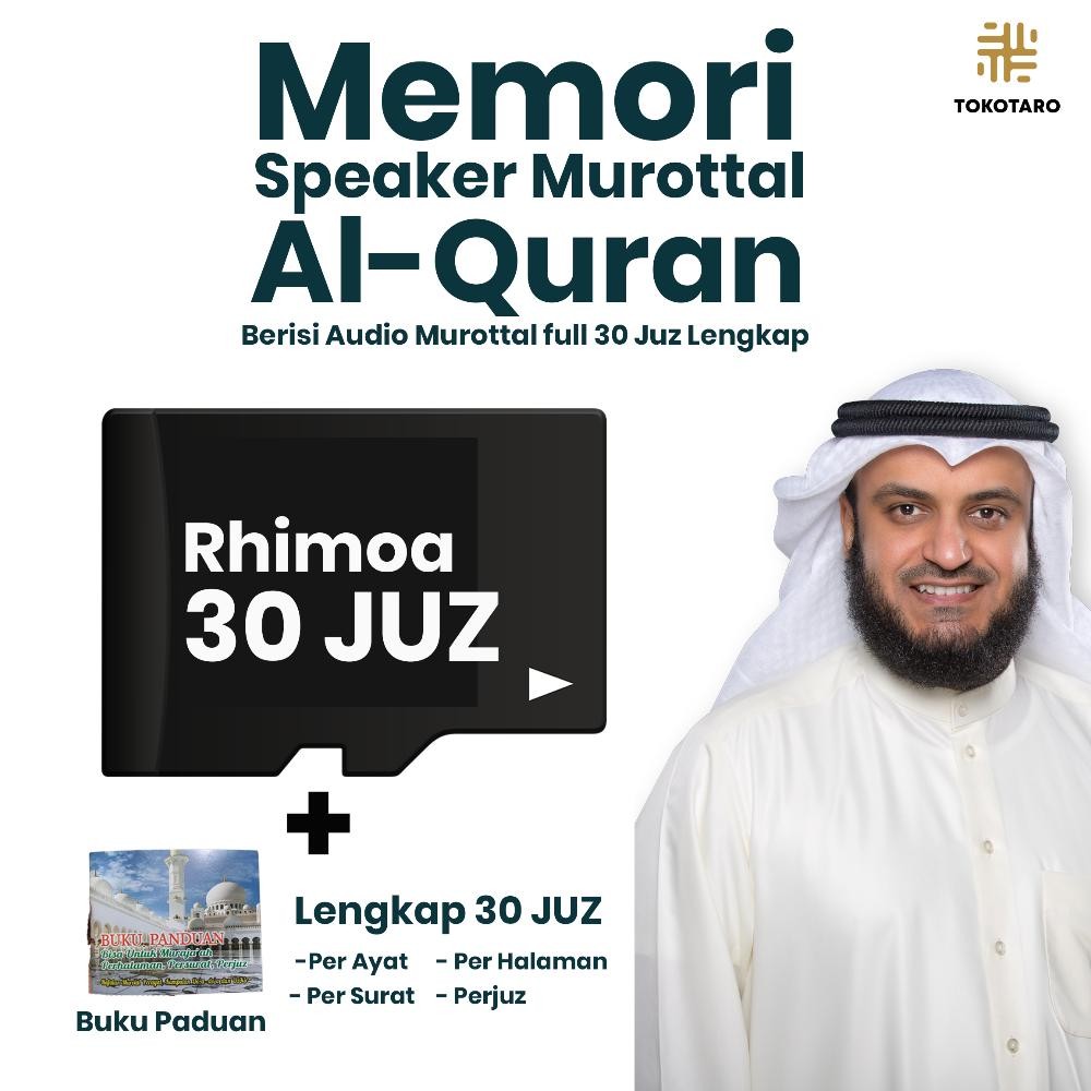 (Memori 16gb+Buku Paduan) Chip Murottal Speaker Alquran Per Ayat  Per Juz Lengkap 30 Juz Murottal Di
