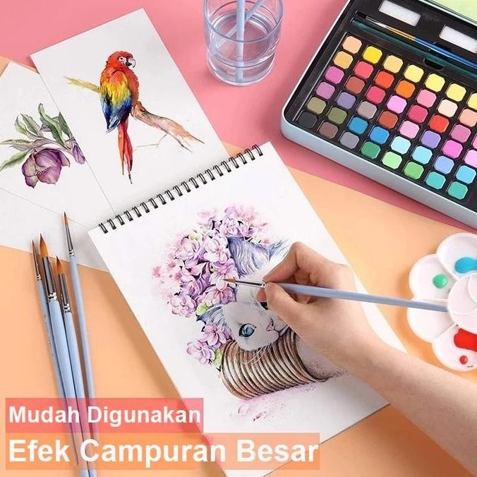 

Giorgione Cat Air 36/48 Warna Watercolor Set Alat Cat Air (termasuk kuas dan kertas gambar) High Quality Watercolour Water color Melukis Alat MS
