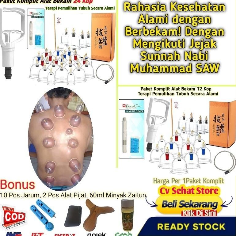 Alat Bekam Lengkap Kop Angin isi 12 Cop 24 Cup Tabung Komplit Dengan Pen Jarum Lancet Pena Full 1 Sa