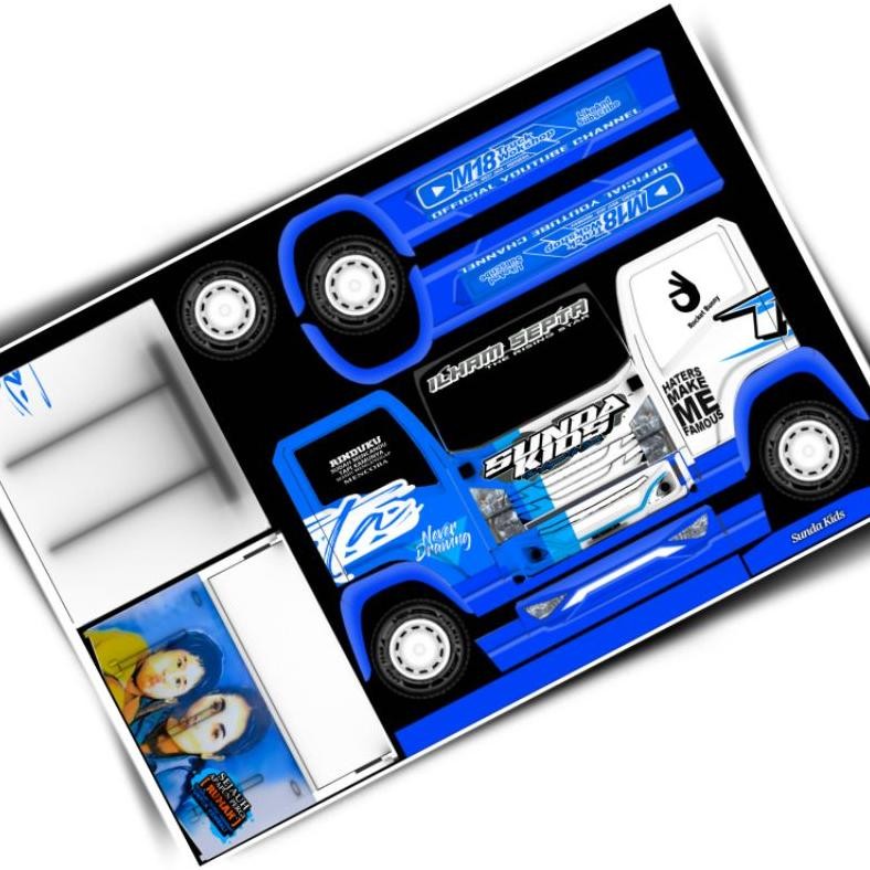 lembaran stiker miniatur truk oleng DiM