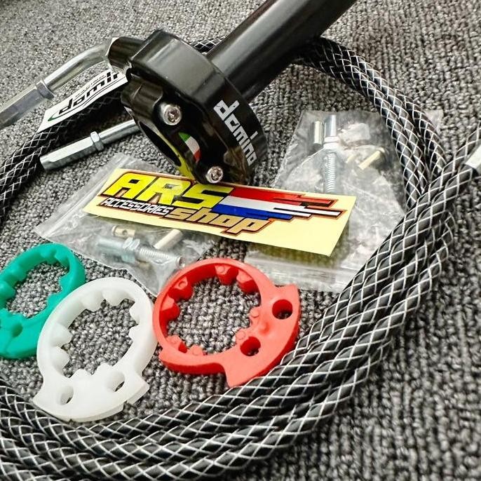 Produk Baru Gas Spontan Domino 2 Kabel Serat Karbon + L Gas CNC Universal Beat Vario Mio