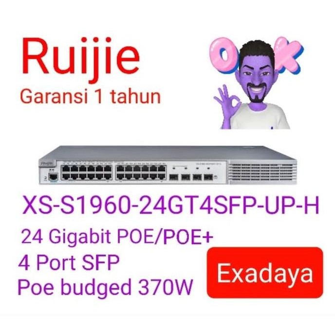 Ruijie Xs-S1960-24Gt4Sfp-Up-H 24 Port (Poe/Poe+) 4Sfp Switch New Stok