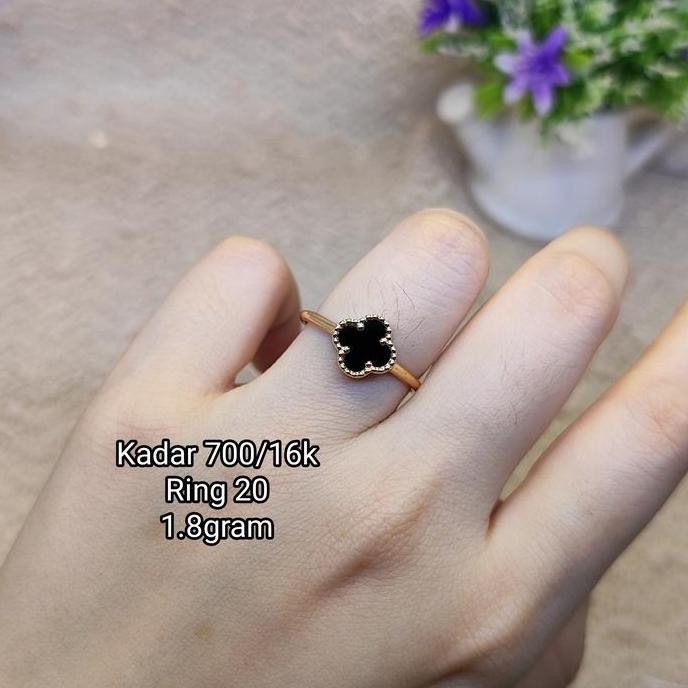 CINCIN EMAS 16K KADAR 700 EMAS ASLI CINCIN VNCLF BUNGA HITAM BRANDED GM