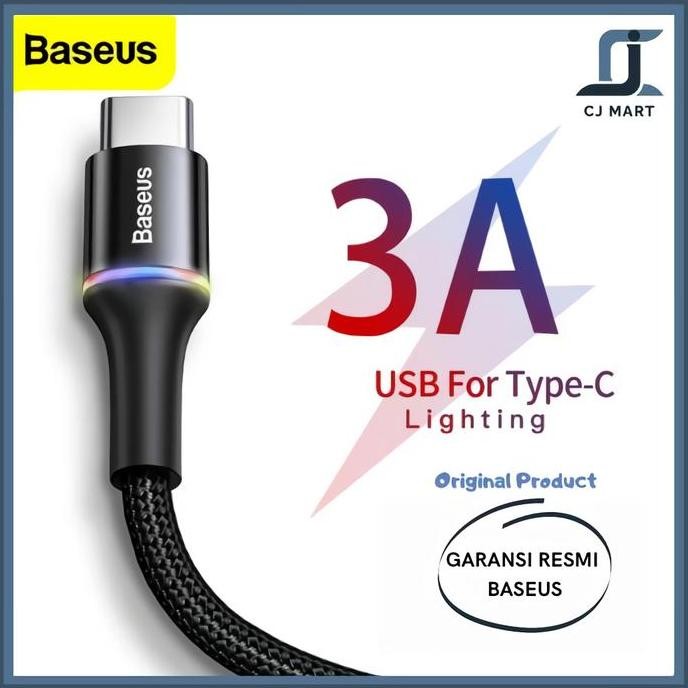 ASLI BASEUS KABEL DATA LED HALO FAST CHARGING TYPE C SUPPORT QUICK CHARGE PD QC ORIGINAL