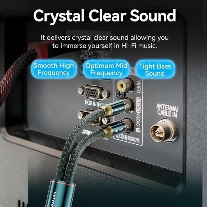 ASLI KABEL AUDIO 3.5MM KE RCA 2-MALE JACK ADAPTER SPEAKER SOUND SYSTEM TV