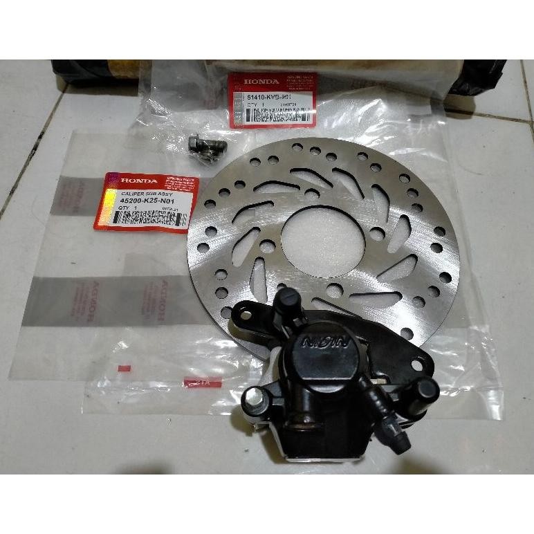 Caliper disk kepala babi ASSY + kampas dan piringan cakram NISSIN HONDA BEAT CARBU.