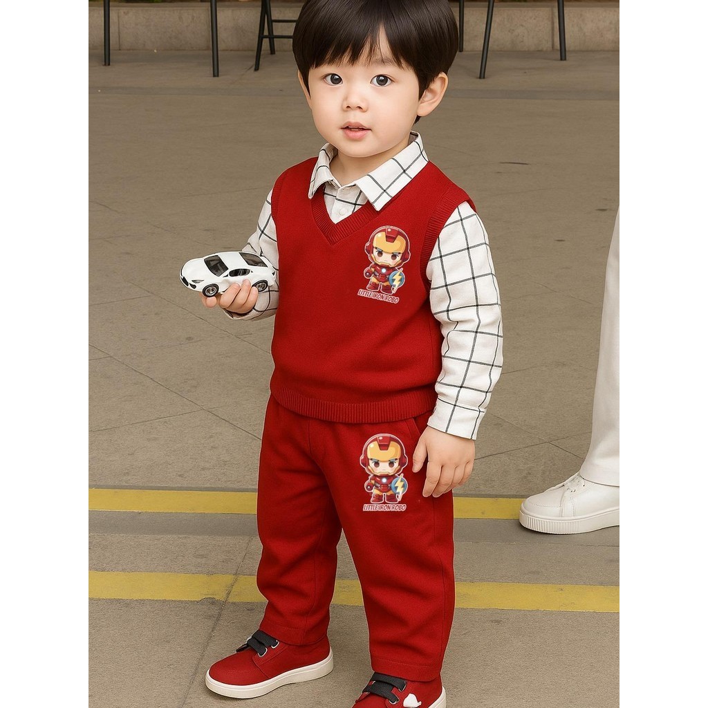 Rmshop IRON ROBO Maroon  baju anak laki 2 tahun 1 3 4 5 tahun cowok korean style setelan bayi outfit