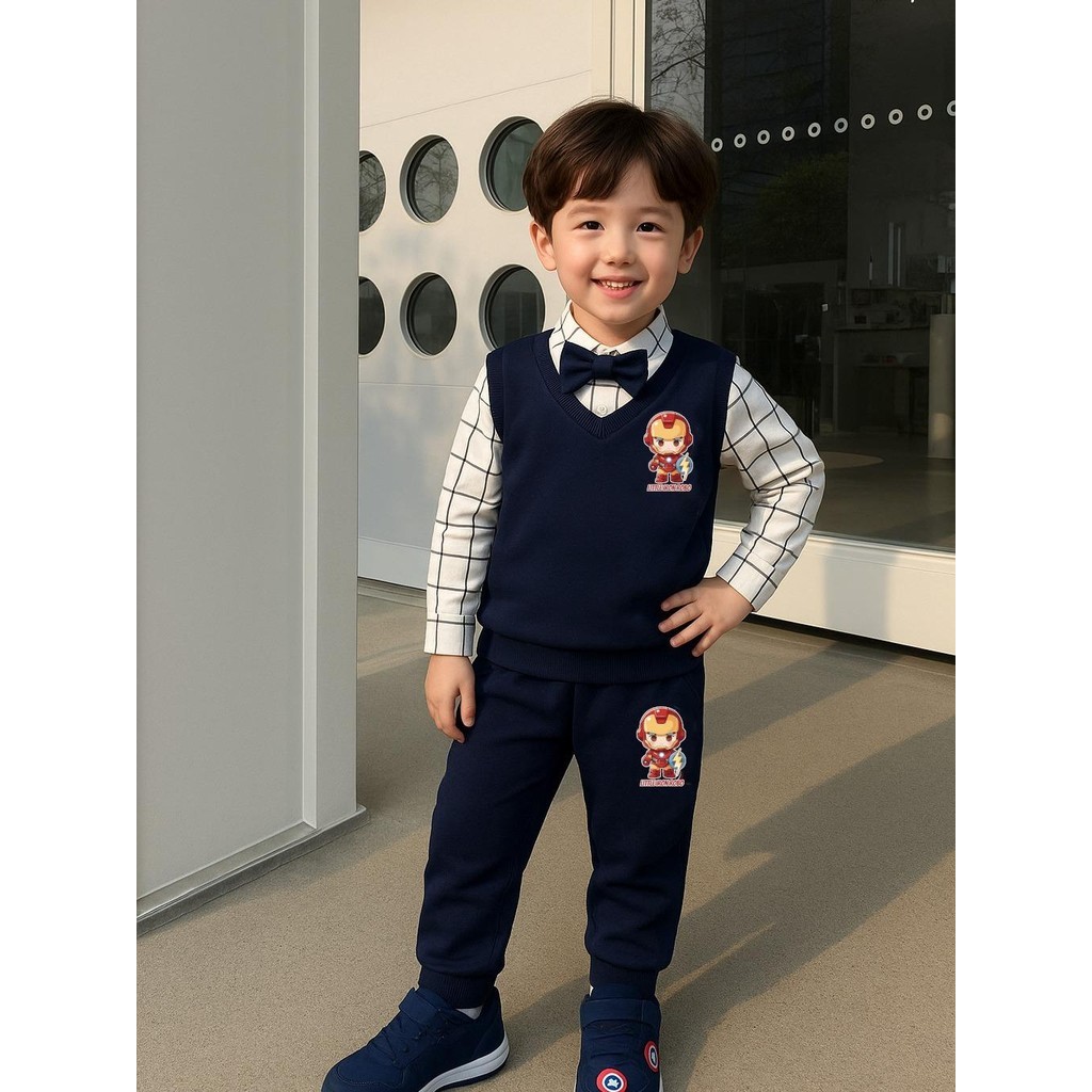 RMshop IRON ROBO NAVY setelan baju anak laki-laki  2 tahun korean style 1 3 4 5 tahun bayi outfit
