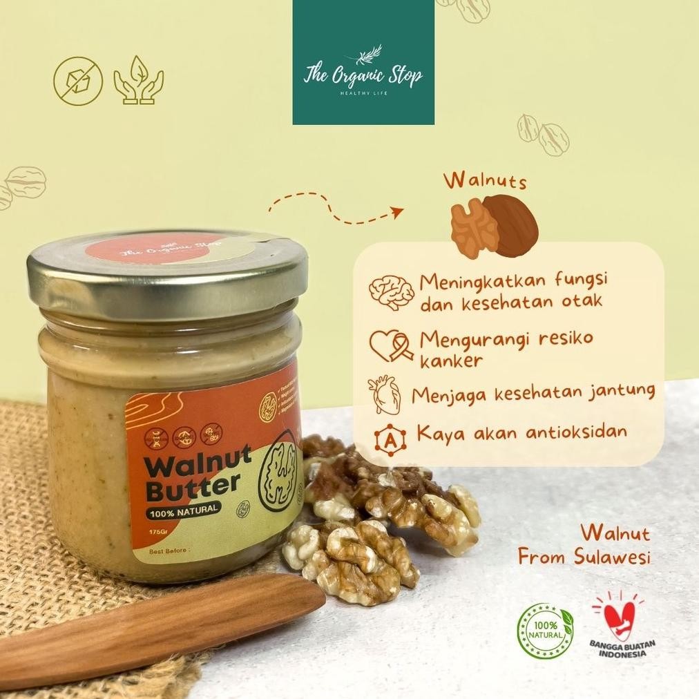 

TheOrganicStop Walnut Butter Selai Unsweetened Vegan Gluten-Free Keto 175 gram