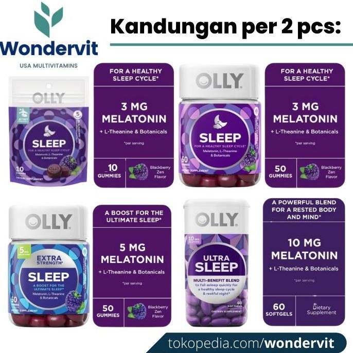 OLLY Sleep Aid Melatonin Gummies 3mg Extra 5mg Ultra 10mg