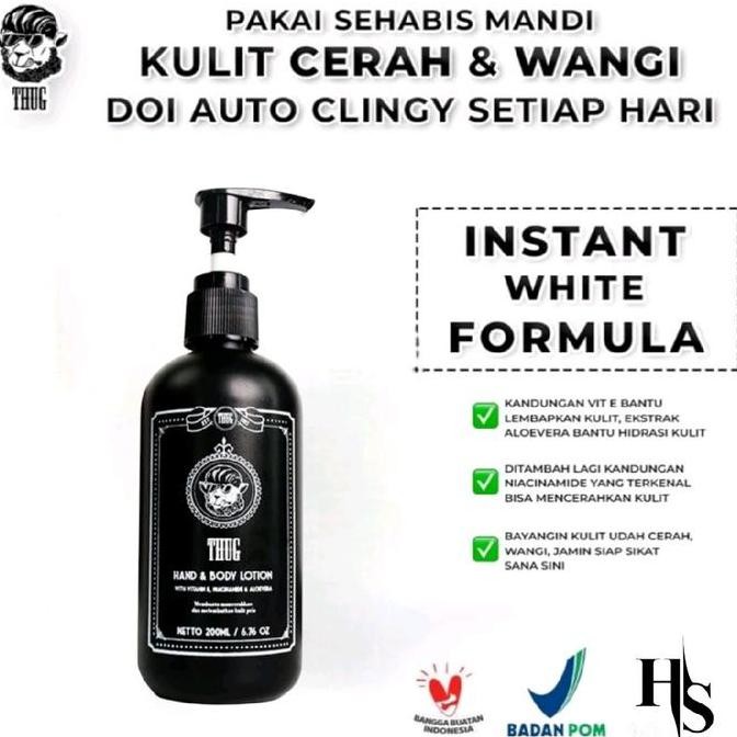 Promo / Terlaris Thug Lotion Pencerah Badan with Niacinamide Vitamin E Aloe Vera 200ml Mencerahkan d