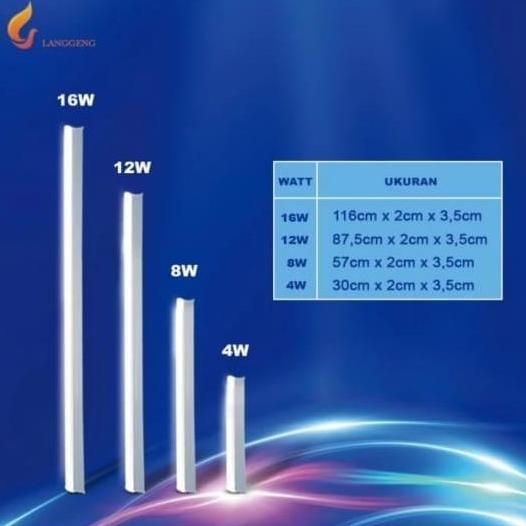 Lampu Tl Neon T5 Led Langgeng 16Watt 120Cm Putih/T5 Tube Led 16W 120Cm