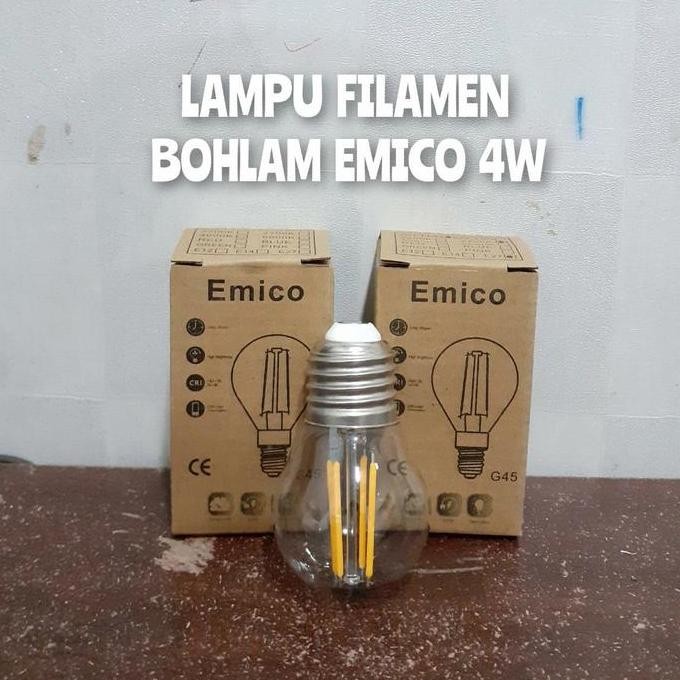 Lampu Cafe/Lampu Filamen Emico Bulat Cahaya Kuning