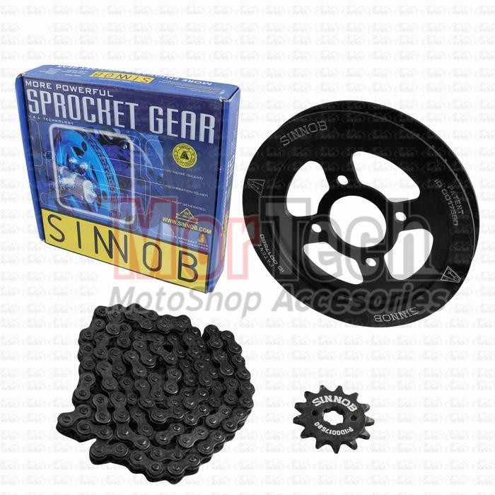 Chain Kit Gear Set Rantai Motor Tiger Sinnob Colour Chain Hitam Original Dan Terpercaya