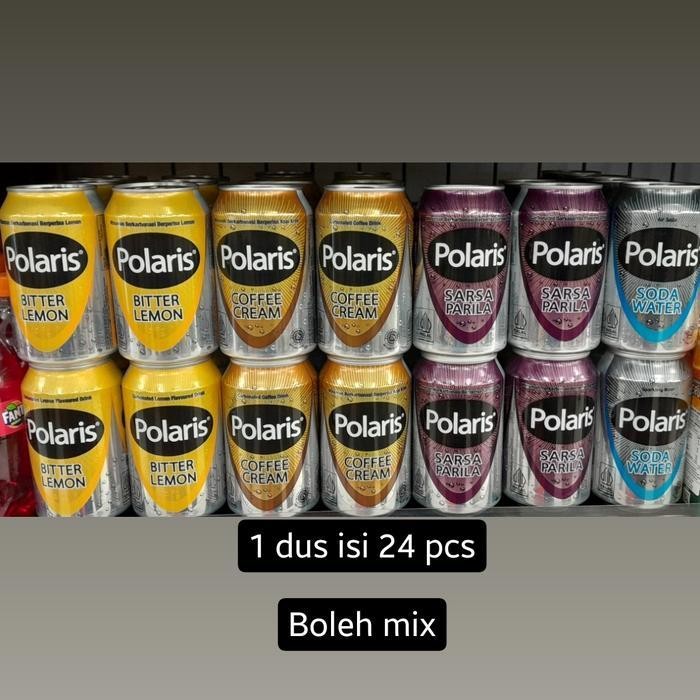 

Polaris Soda Water / Coffee Cream / Sarsaparila/ Bitter Lemon Minuman Kaleng (1 Dus 24 Pcs X 330Ml )